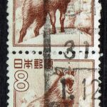 カモシカ8円ペアのキョウト亀岡局