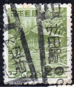 中尊寺金色堂20円のワカヤマ田辺駅前局和文ローラー印