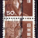 弥勒菩薩像50円茶ペアのイワテ川舟和文ローラー印